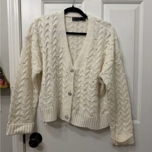 New York & Company Ivory Knit Cardigan NWOT